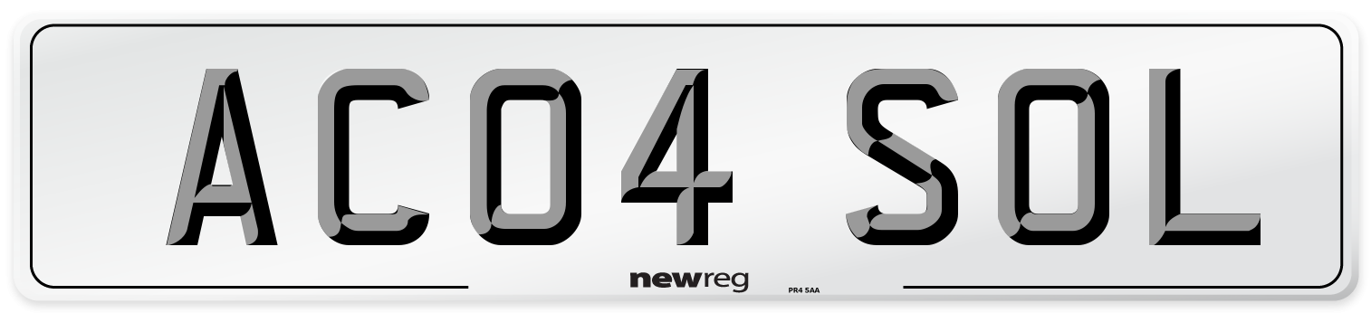 AC04 SOL Number Plate from New Reg
